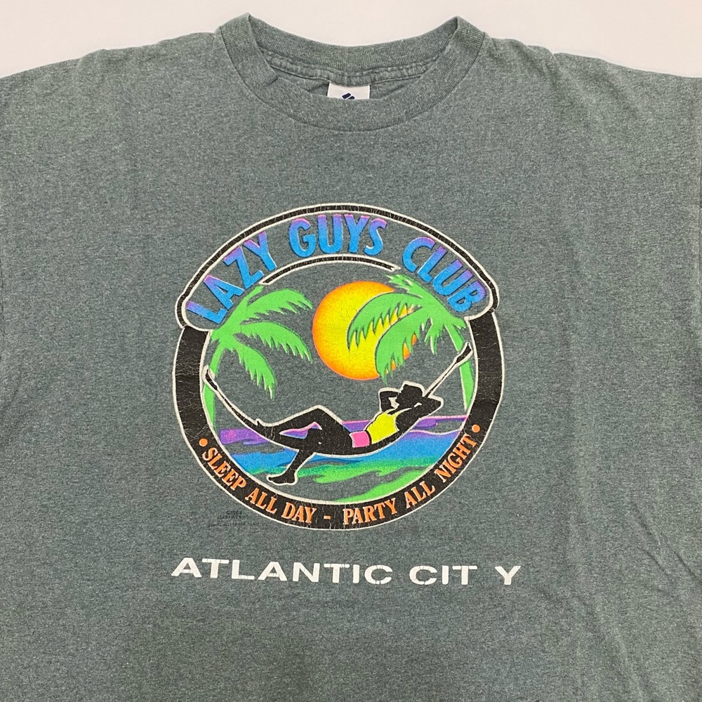 Vintage Lazy Guys Club Party All Night Single Stitch T-Shirt Mens Size XL USA